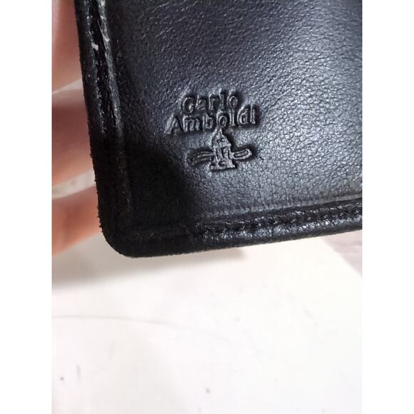 Carlo Amboldi Black Leather Wallet Bi Fold Snap Close 12 Slot - Picture 7 of 7